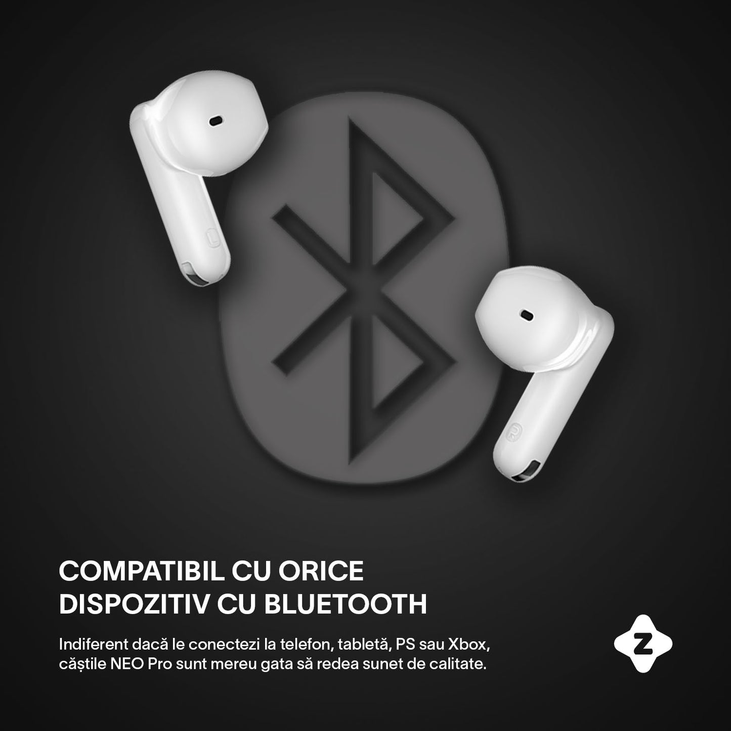 Casti wireless cu noise cancelling, Zoopie®, ANC & ENC, Casti Bluetooth 5.4, fara fir, in ear, audio Hi-Fi, bass, microfon HD dual, handsfree, moduri ANC & Transparency & Gaming, sport, telefon universal, control touch, afisaj LED, NEO Pro, negru (Copy)