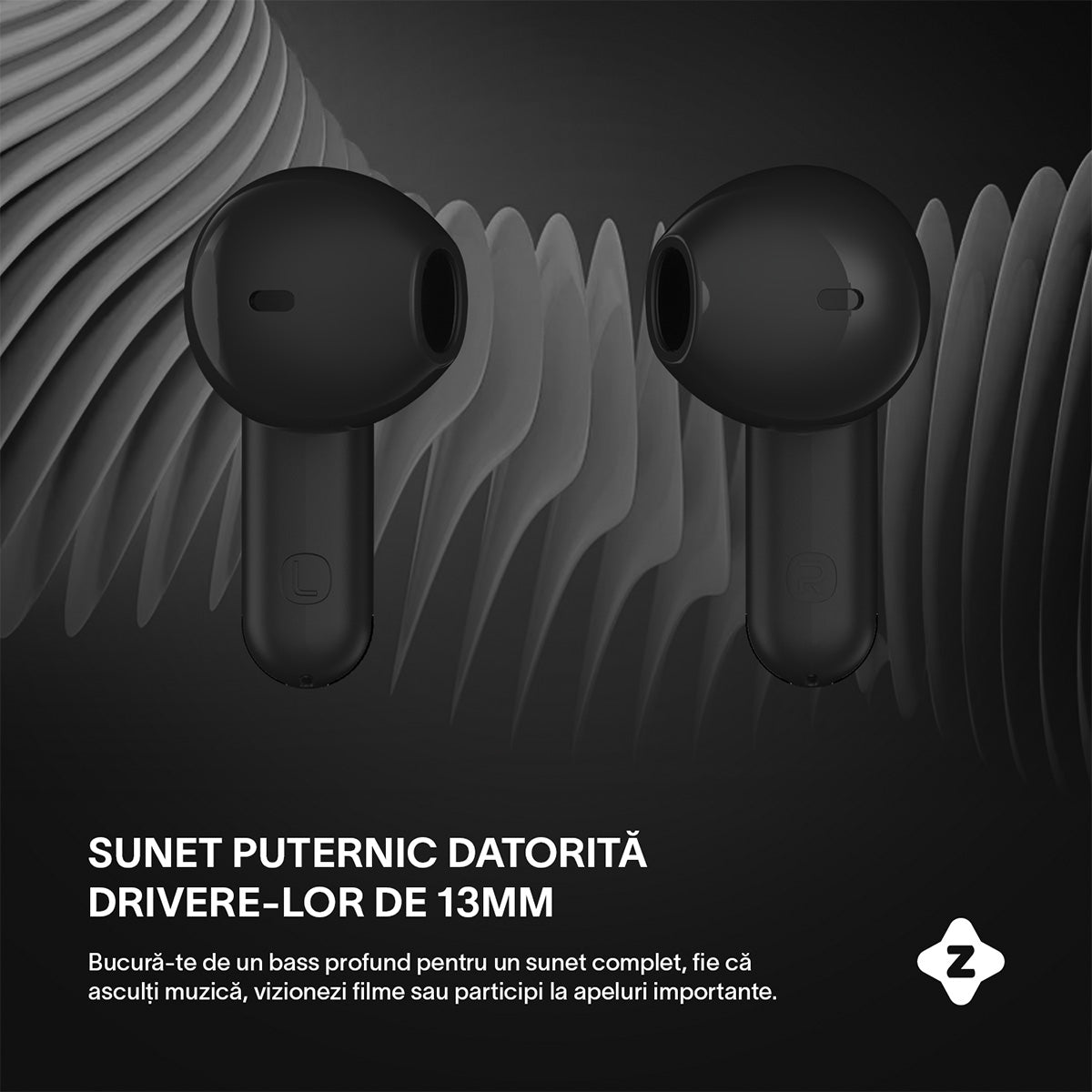 Casti wireless cu noise cancelling, Zoopie®, ANC & ENC, Casti Bluetooth 5.4, fara fir, in ear, audio Hi-Fi, bass, microfon HD dual, handsfree, moduri ANC & Transparency & Gaming, sport, telefon universal, control touch, afisaj LED, NEO Pro, negru