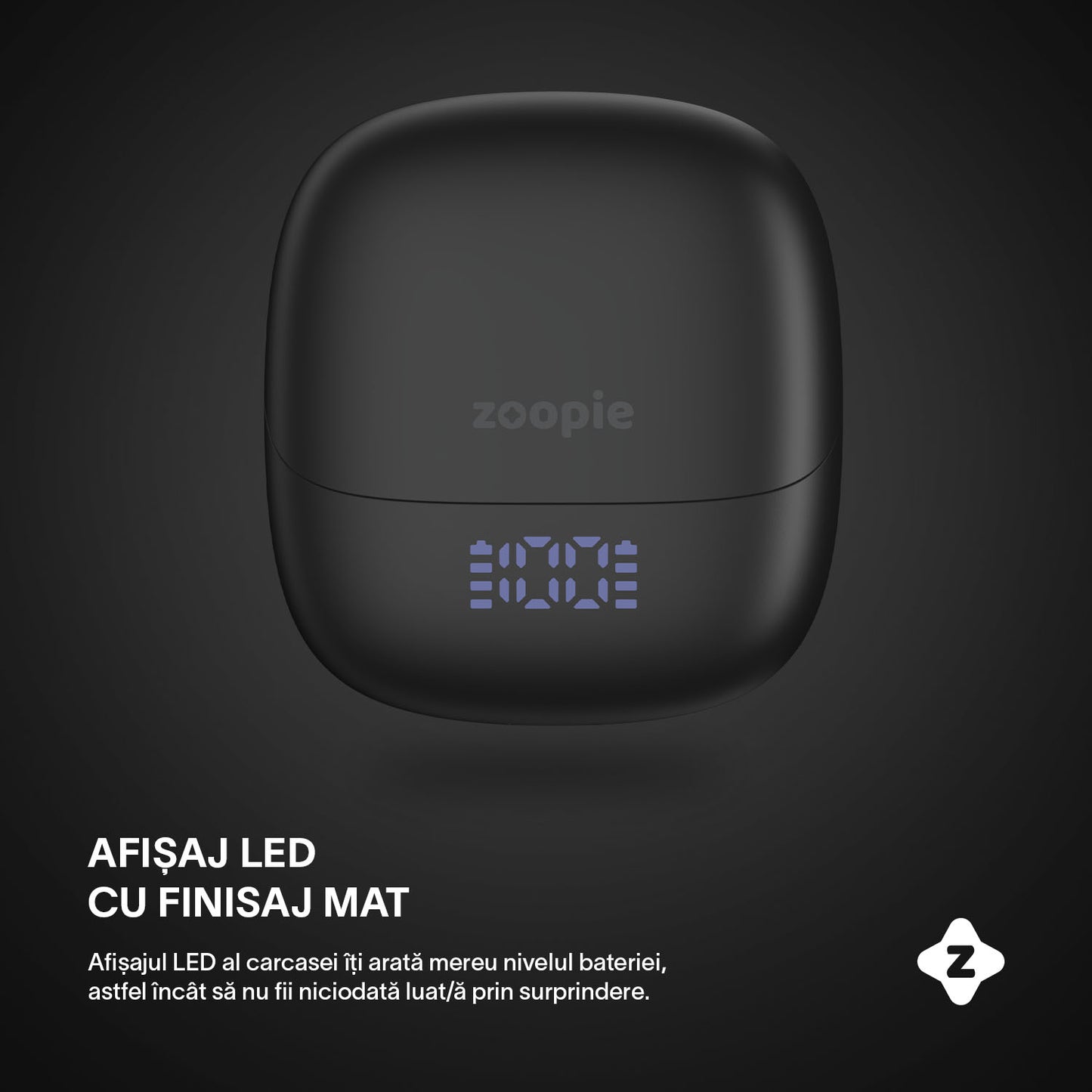 Casti wireless cu noise cancelling, Zoopie®, ANC & ENC, Casti Bluetooth 5.4, fara fir, in ear, audio Hi-Fi, bass, microfon HD dual, handsfree, moduri ANC & Transparency & Gaming, sport, telefon universal, control touch, afisaj LED, NEO Pro, negru