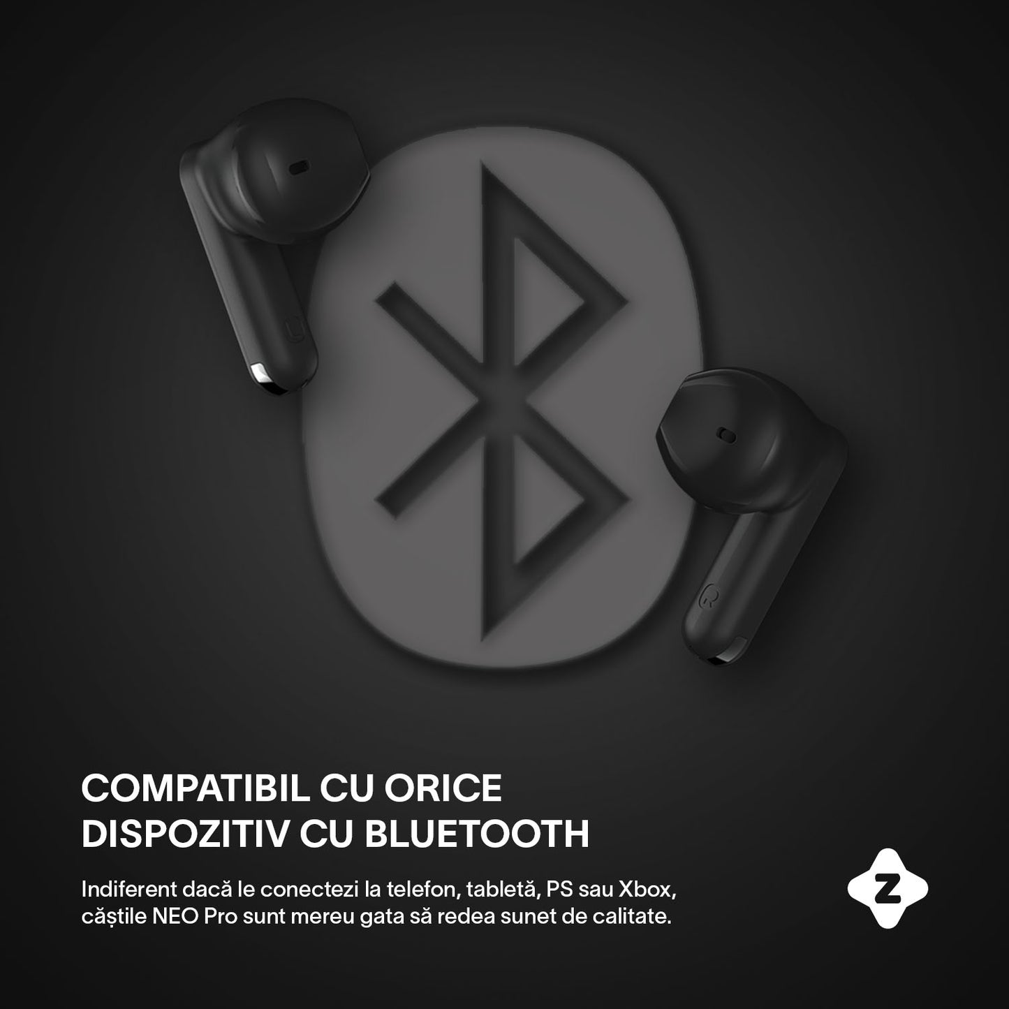 Casti wireless cu noise cancelling, Zoopie®, ANC & ENC, Casti Bluetooth 5.4, fara fir, in ear, audio Hi-Fi, bass, microfon HD dual, handsfree, moduri ANC & Transparency & Gaming, sport, telefon universal, control touch, afisaj LED, NEO Pro, negru