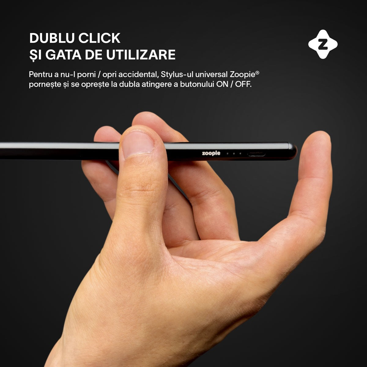 Stylus Pen Universal, Zoopie®, pentru Telefon, tableta iPad 2010-2017, Android, Windows, Varf Cupru, Magnetic, USB-C, Negru