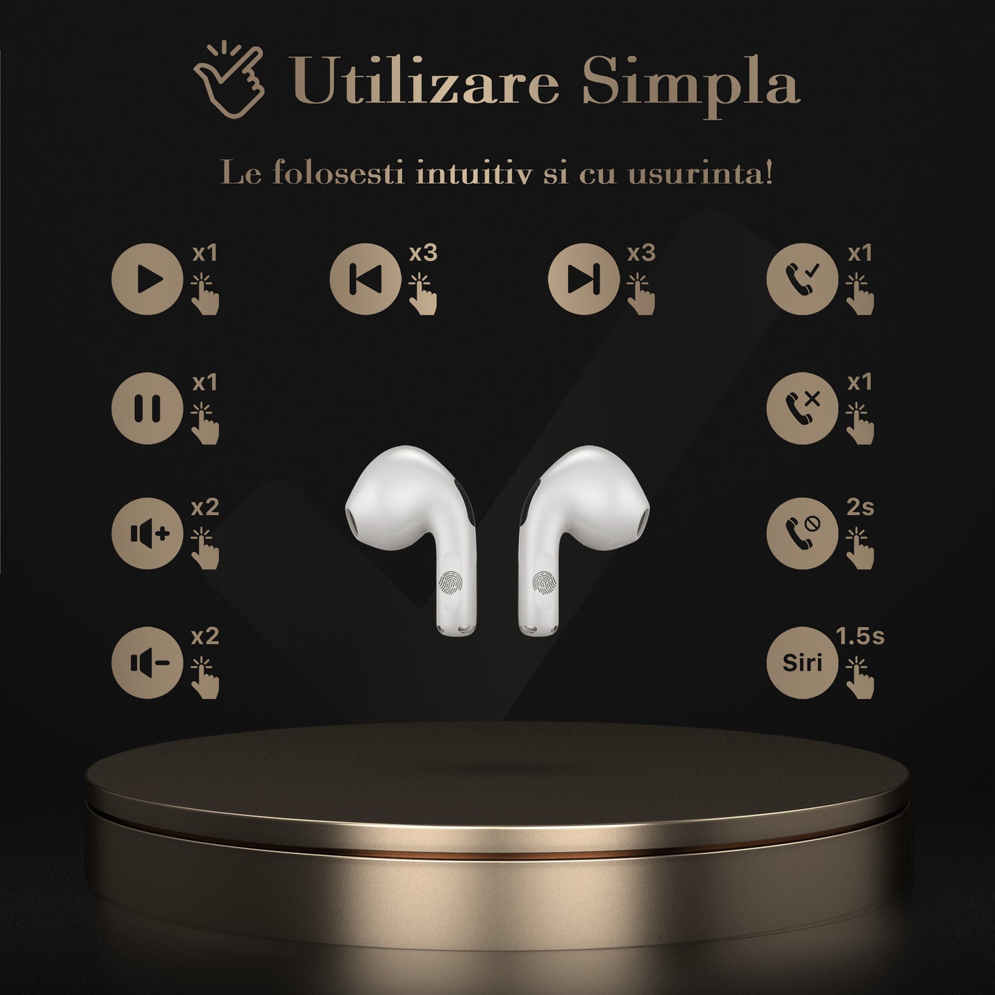 Casti audio wireless (fara fir), Zoopie®NEO, Bluetooth 5.1, Earbuds cu control touch, Microfon noise cancelling, True Wireless Stereo, Earpods pentru telefon, Universale, Carcasa magnetica, Alb
