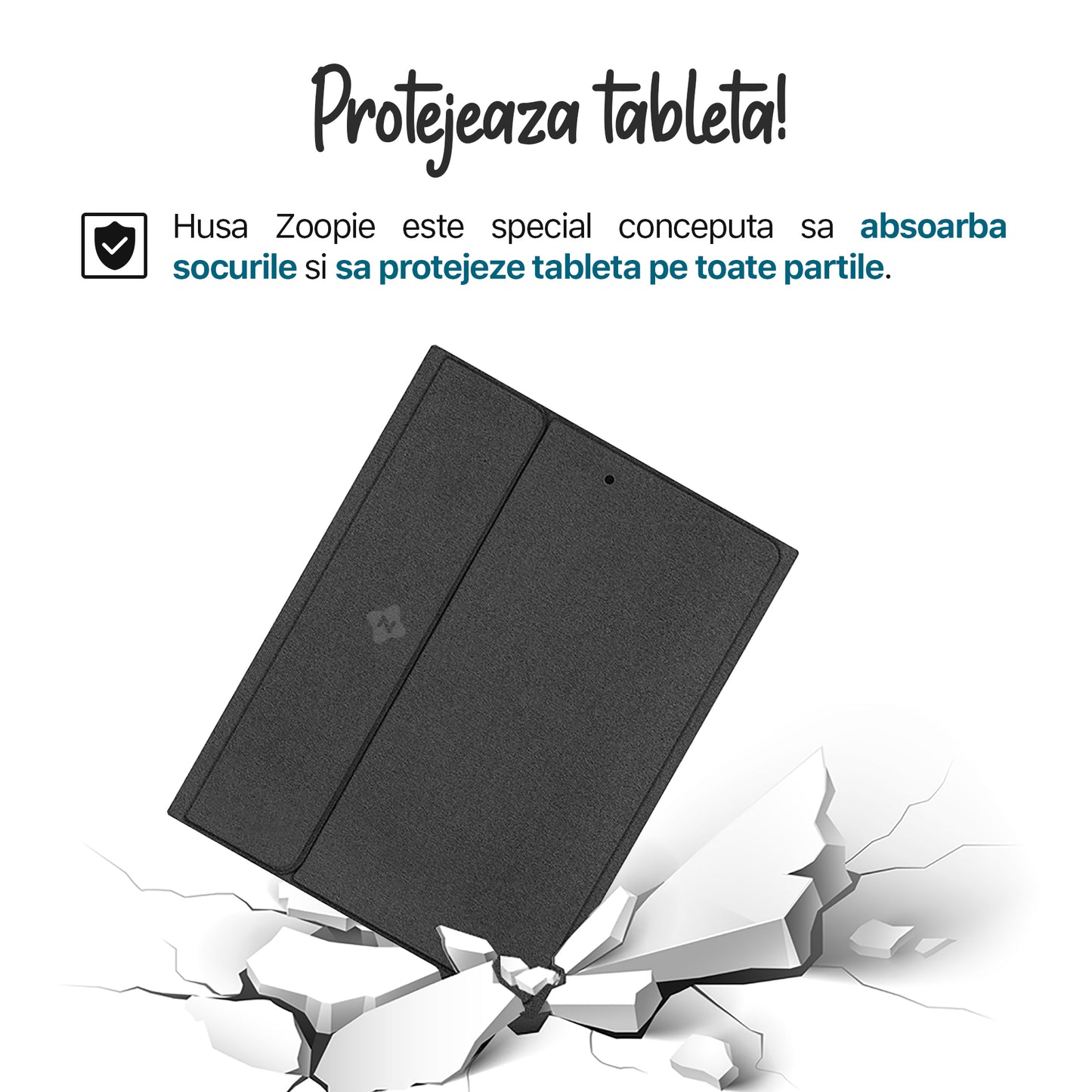 Husa cu Tastatura, Zoopie®, compatibila cu Apple iPad Pro 12.9" 5th Gen 2021 / 4th Gen 2020 / 3rd Gen 2018, Wireless, Bluetooth, Iluminata LED, Carcasa protectie, Negru