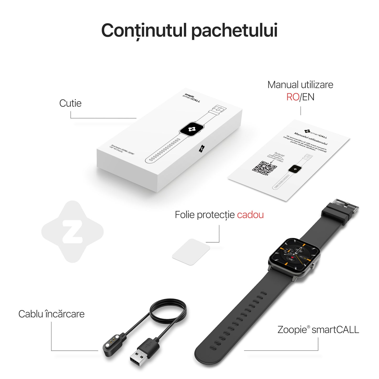 Ceas smartwatch, Zoopie smartCALL, fitness, sport