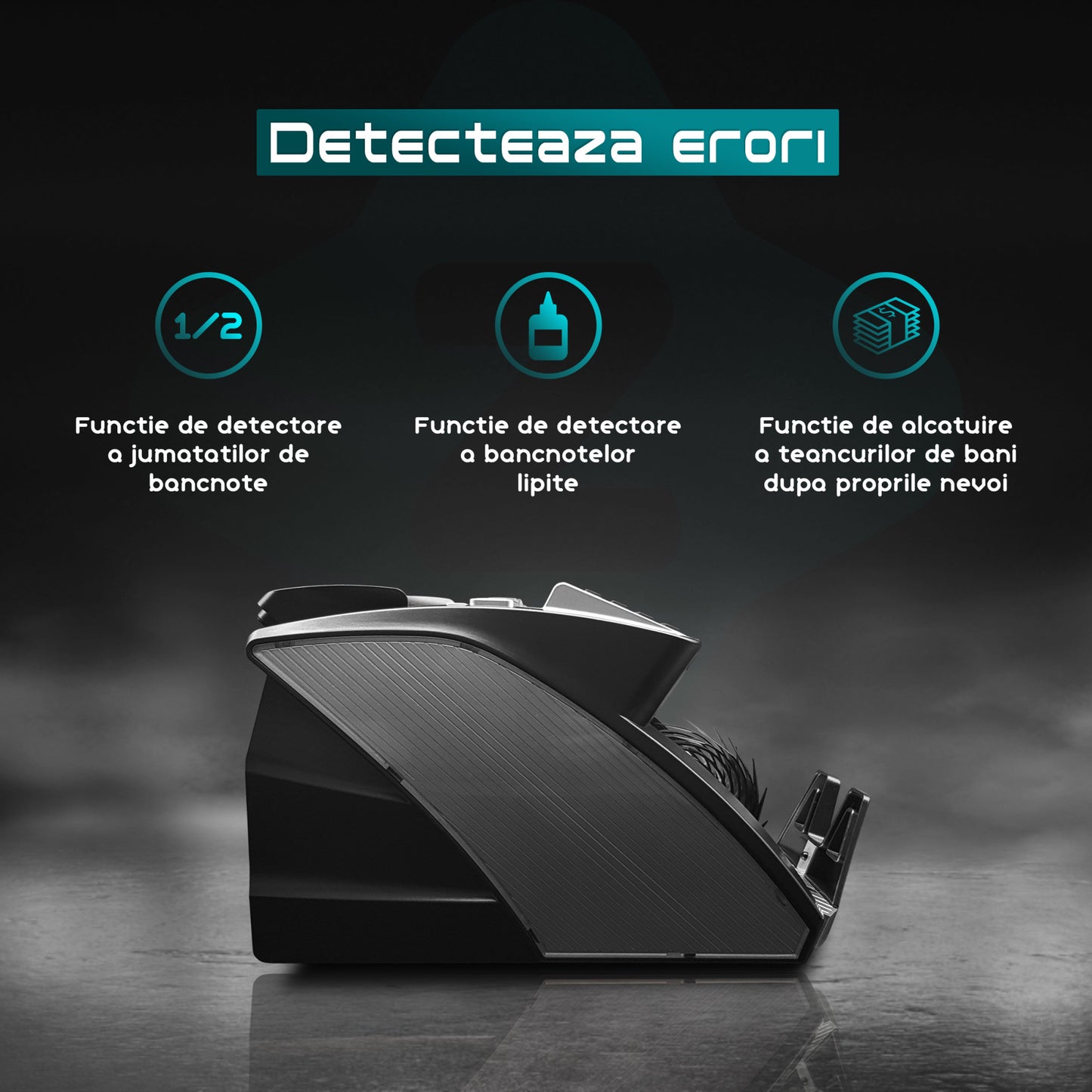 Masina de numarat bani, Zoopie®, Detectare bancnote cu IR, UV & MG, Aparat de numarat banii cu display propriu si extern inclus