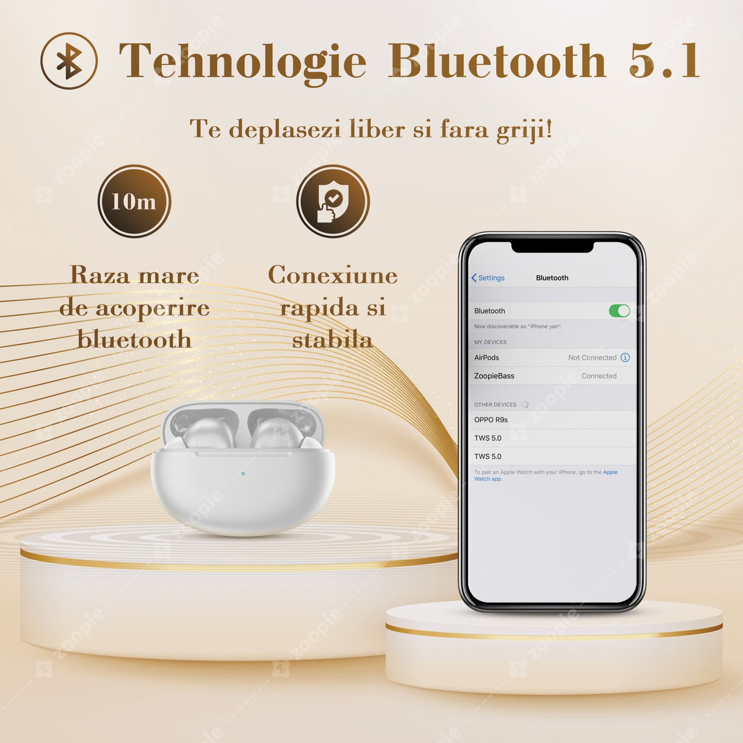 casti bluetooth iphone zoopie bass alb