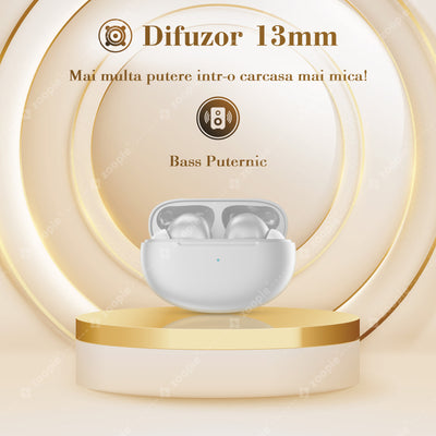 casti wireless audio difuzor zoopie BASS alb