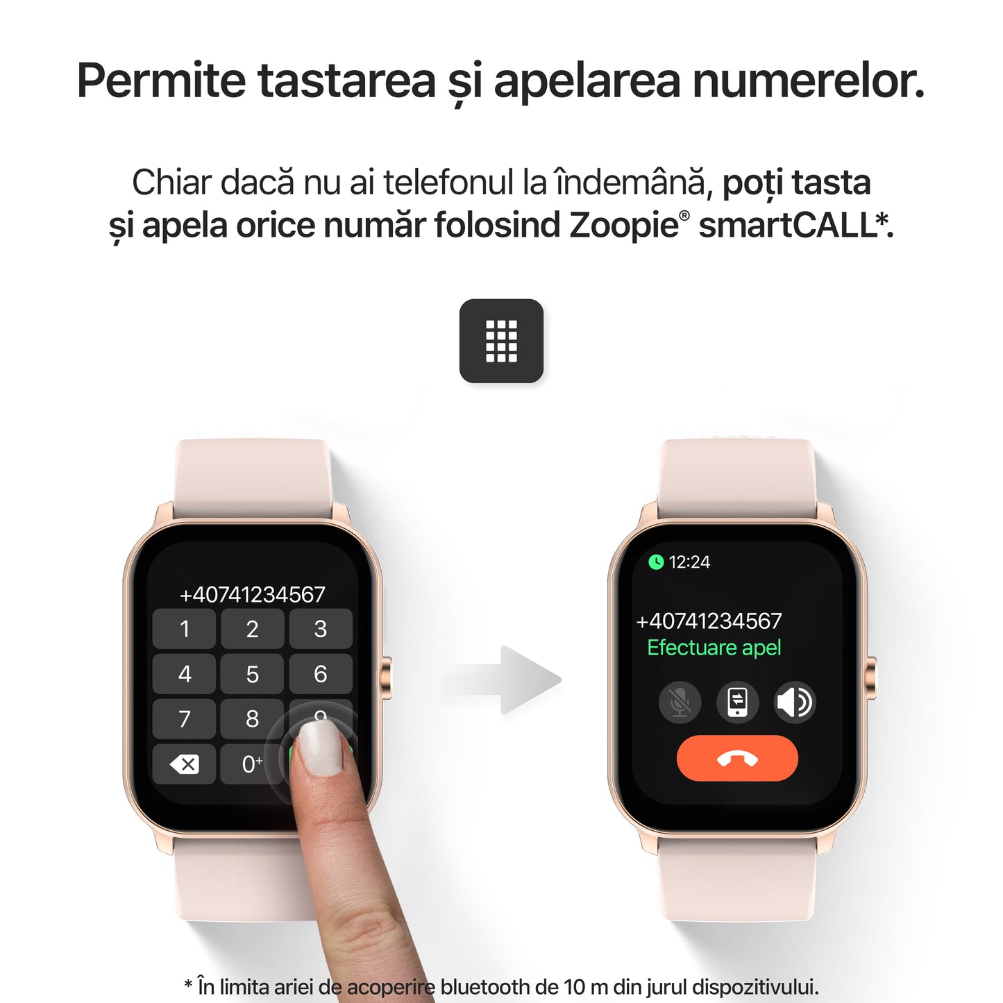 smartwatch bluetooth call zoopie roz