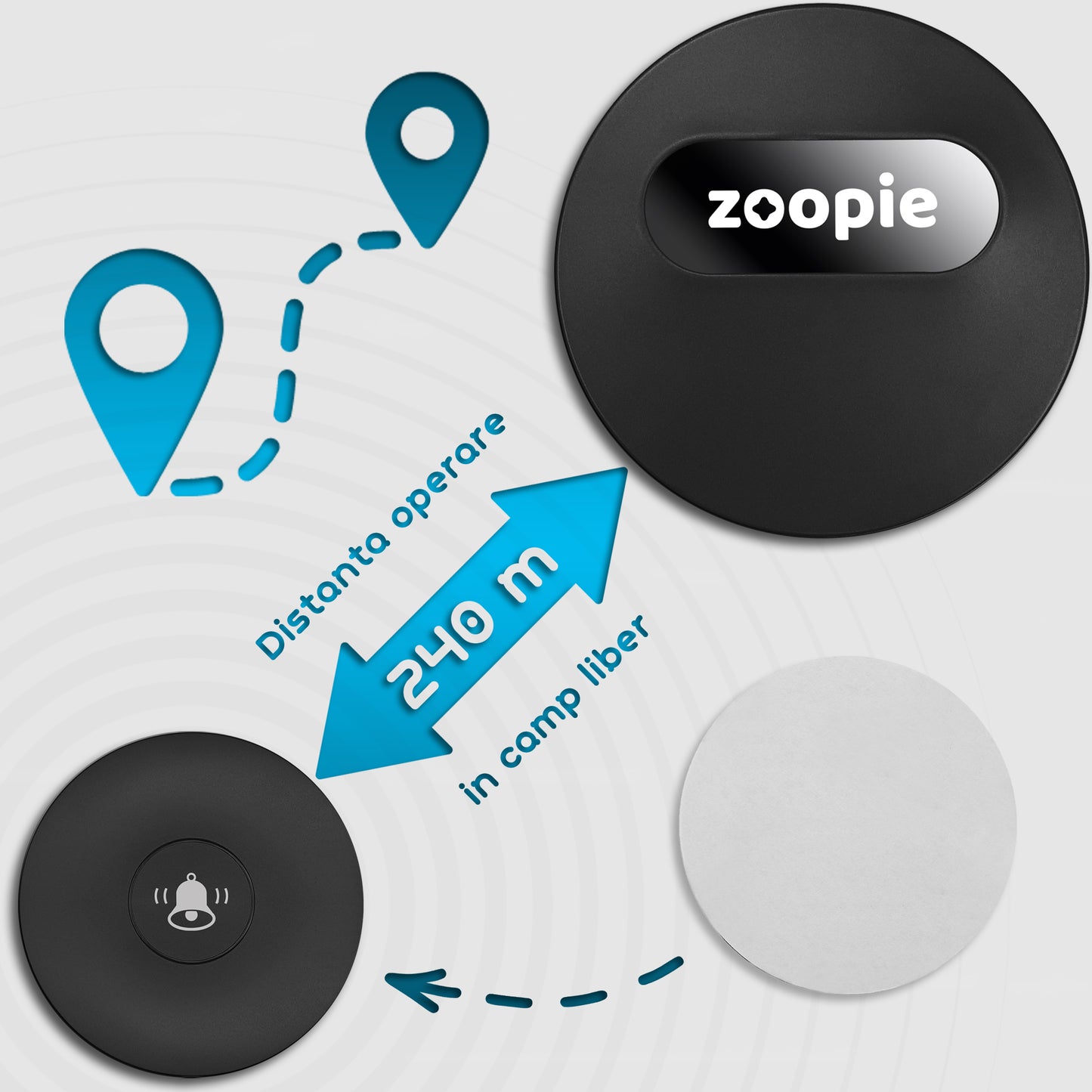 Sonerie Fara Fir/ Wireless, Zoopie®, Fara Baterie, Cinetica, Distanta 240m, Rezistenta la apa, Exterior, Digitala, Electrica, Pentru usa/ poarta, 58 Melodii, 2 Receptoare, Negru Mat