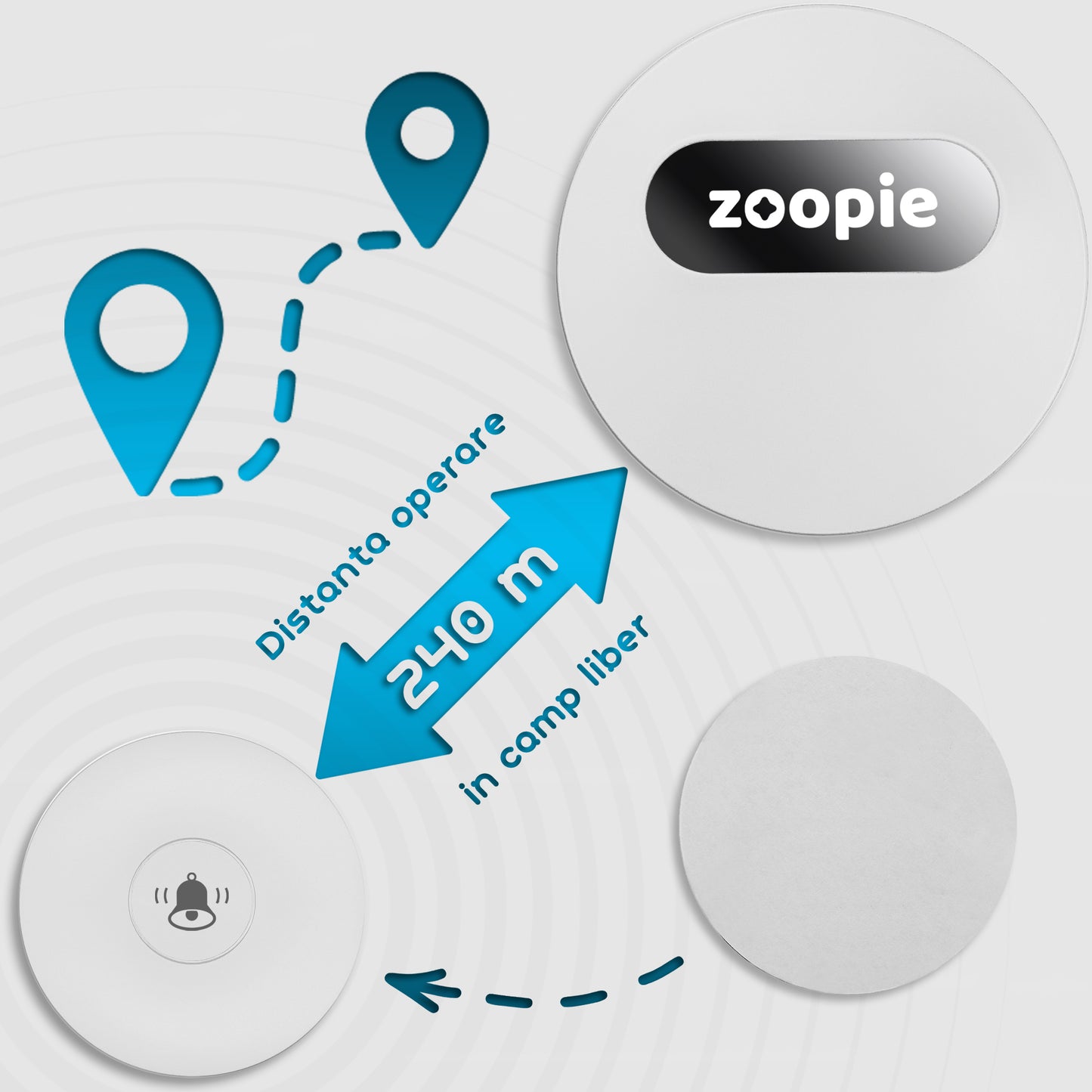 Sonerie Fara Fir/ Wireless, Zoopie®, Fara Baterie, Cinetica, Distanta 240m, Rezistenta la apa, Exterior, Digitala, Electrica, Pentru usa/ poarta, 58 Melodii, 2 Receptoare, Alb Mat