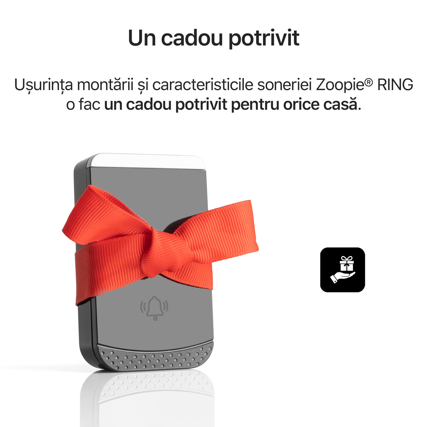 Sonerie fara fir/ wireless, Zoopie®RING, pentru usa/ poarta, exterior, digitala, electrica, cu baterii, rezistenta la apa, IP44, distanta 260m, kit montaj perete, 1 receptor, negru