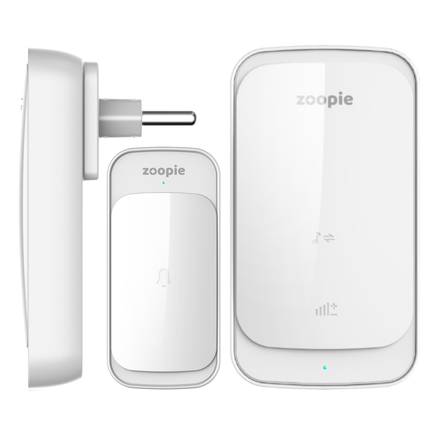 Sonerie Fara Fir/ Wireless, Zoopie®, Distanta 280m, 58 Melodii, Alimentare Priza Home, 2 Receptoare, Alb