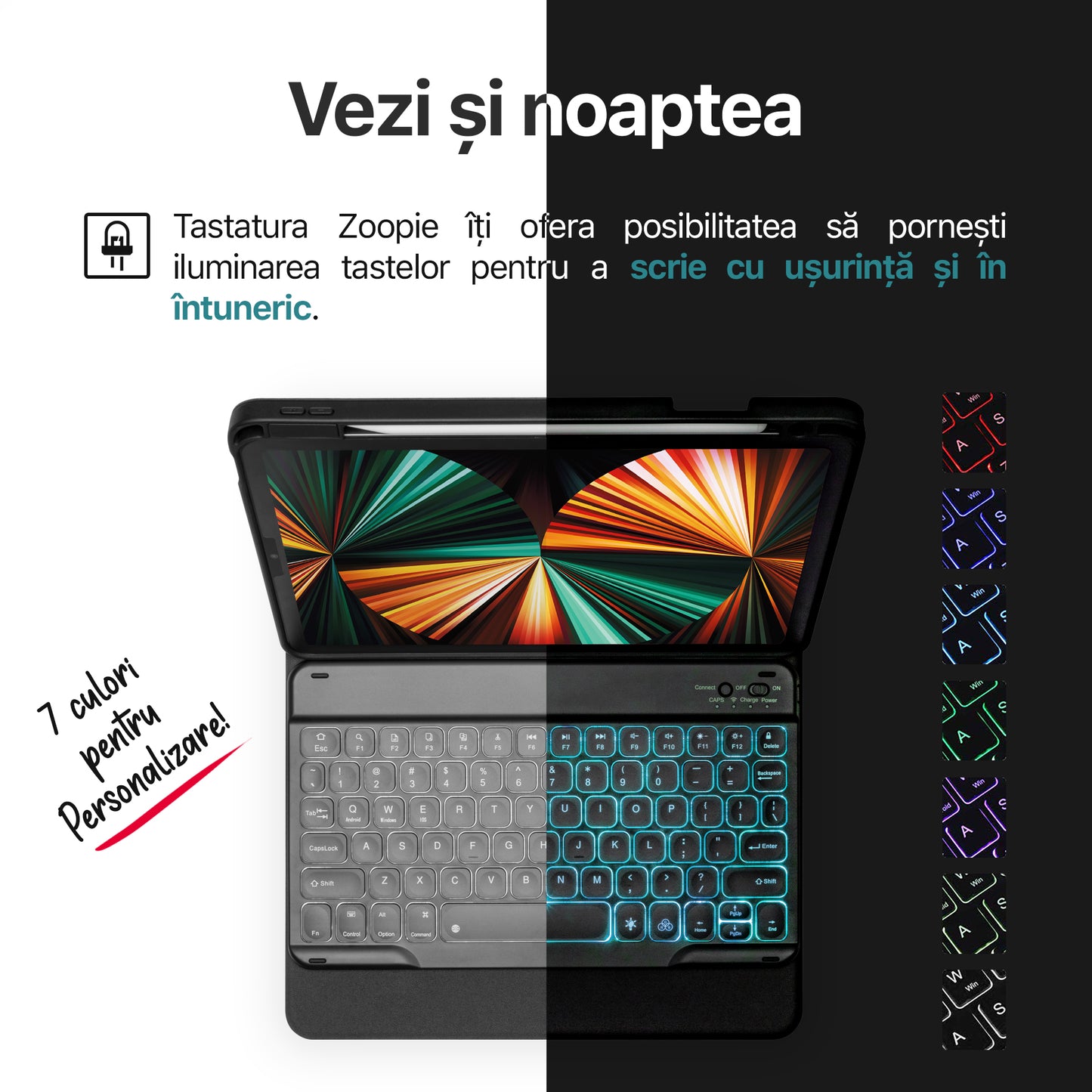 tastatura wireless iluminata zoopie