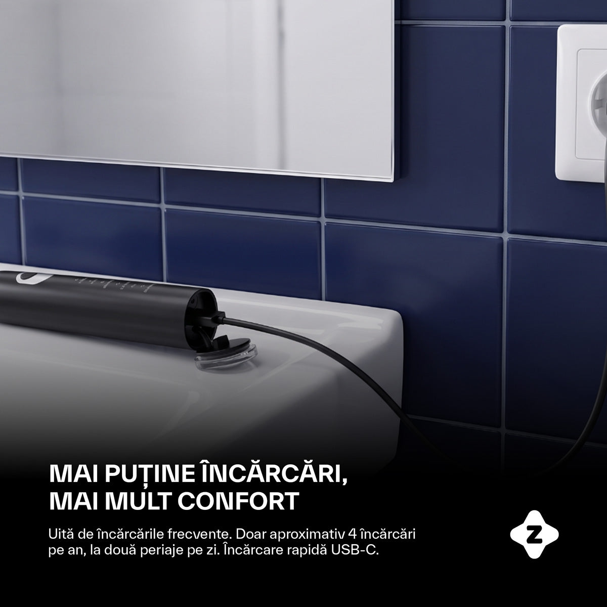 Periuta electrica Zoopie® SEAGO, periuta de dinti electrica sonica pentru adulti si copii, perie de dinti electrica, 40.000 pulsatii/min, 5 programe dentare, indicator LED baterie, smart timer, USB-C, IPX7, 5 capete, etui de calatorie, Negru
