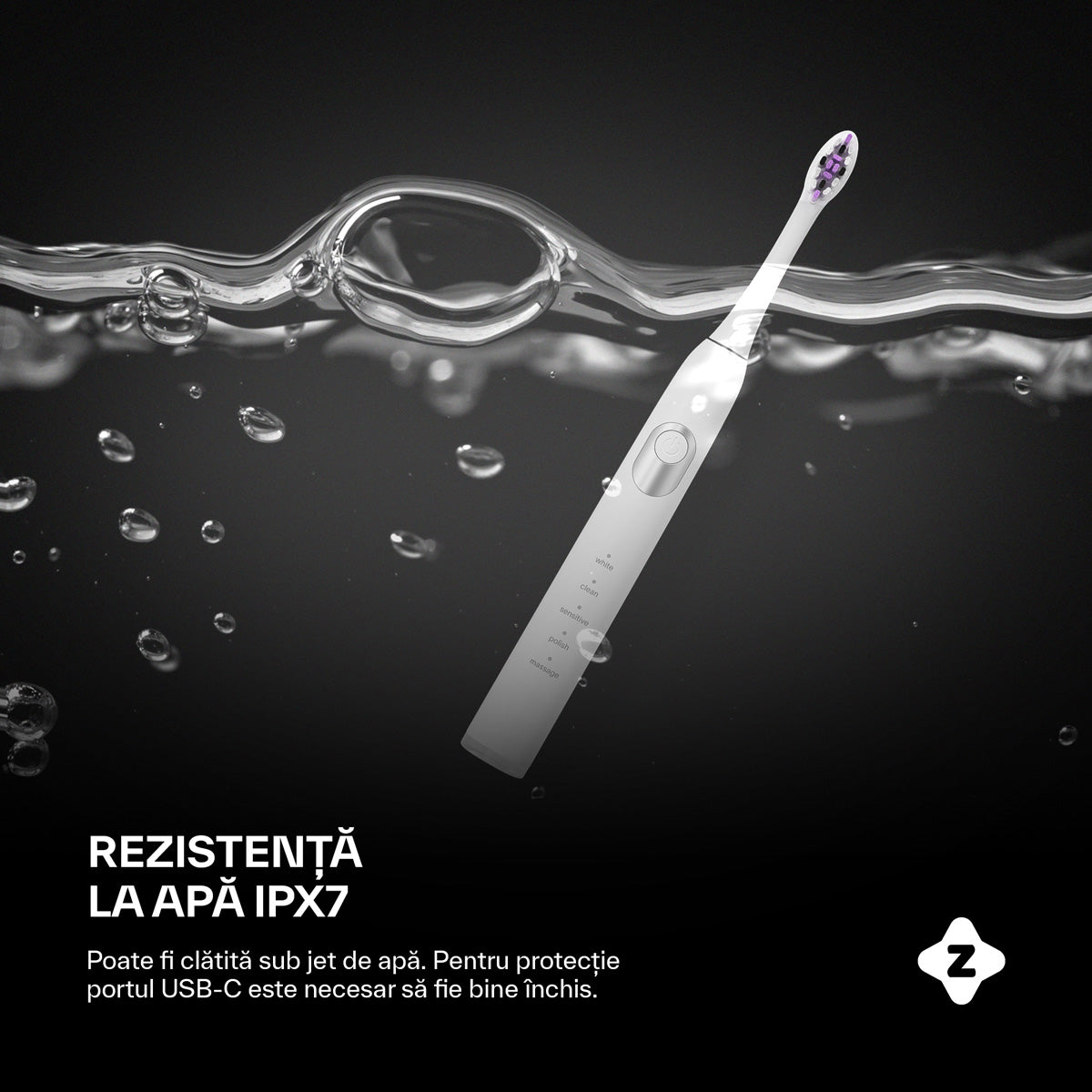 Periuta electrica Zoopie® SEAGO, periuta de dinti electrica sonica pentru adulti si copii, perie de dinti electrica, 40.000 pulsatii/min, 5 programe dentare, indicator LED baterie, smart timer, USB-C, IPX7, 5 capete, etui de calatorie, Alb