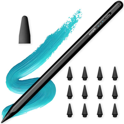 Stylus iPad Pen, Zoopie®, Pix pentru tableta iPad Apple 2018-2026, Profesional, Penite anti-zgarieturi, functie Palm Rejection, Tilt, Lag-Free, Magnetic, USB-C, Negru