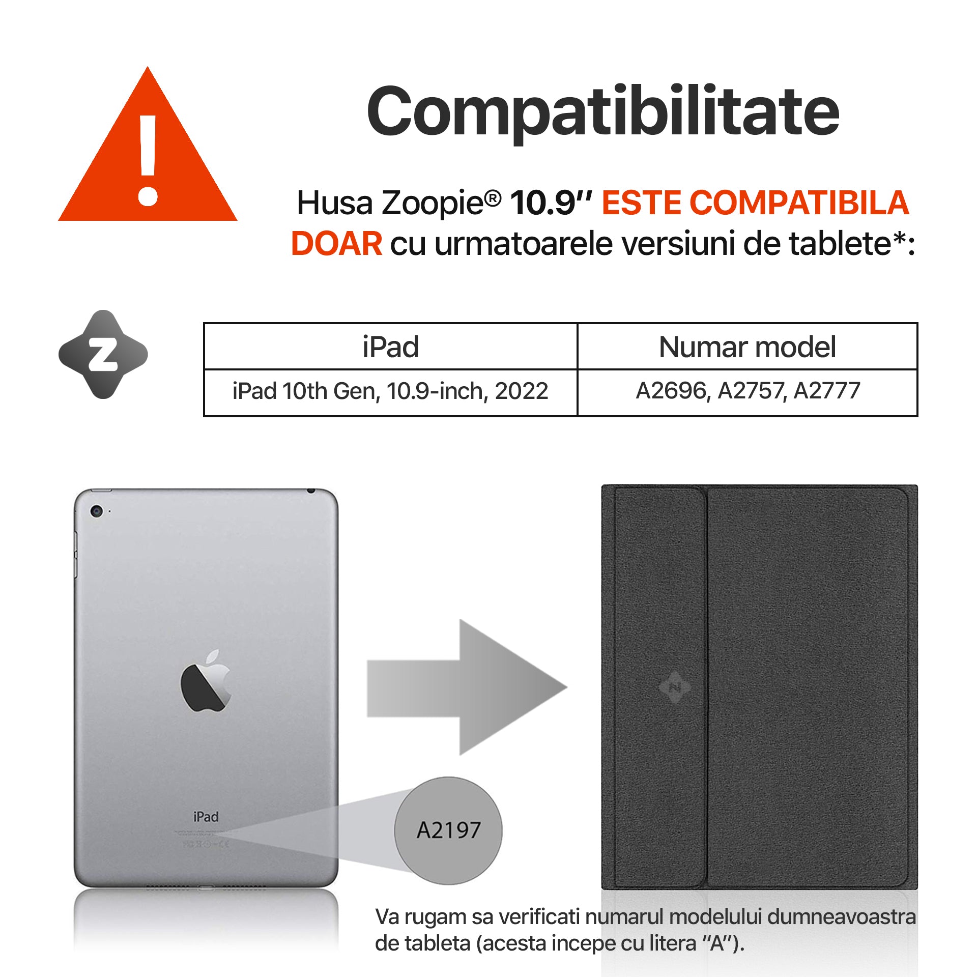 compatibilitate Husa cu tastatura pentru iPad Apple, Zoopie, iPad 10th Gen 2022, 10.9"