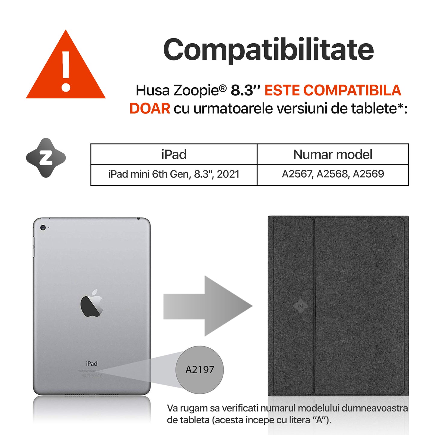 compatibilitate Husa cu Tastatura iPad Apple, Zoopie®, pentru iPad mini 6th Gen 8.3" 2021