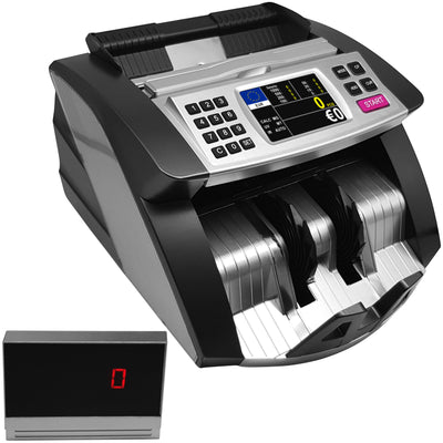 Masina de numarat bani, Zoopie®, Detectare bancnote cu IR, UV & MG, Aparat de numarat banii cu display propriu si extern inclus