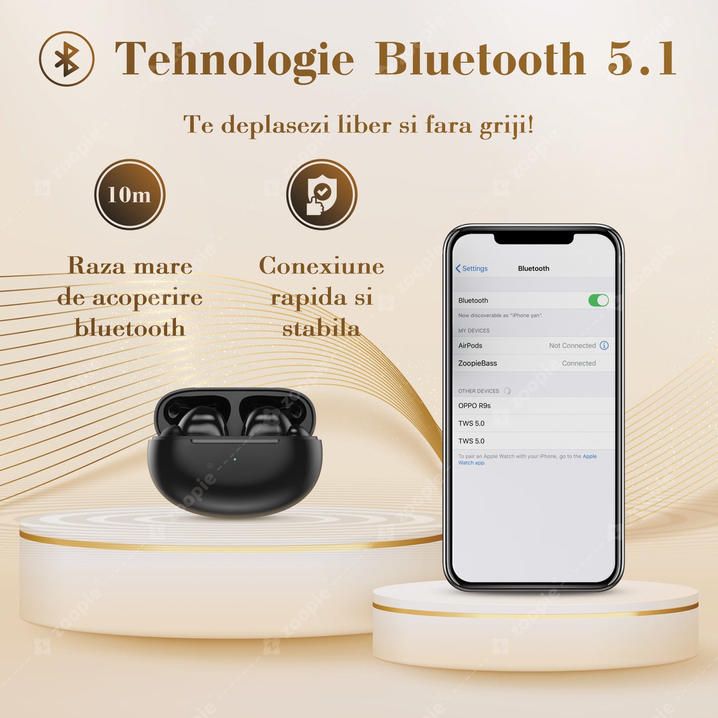 casti bluetooth iphone zoopie bass negru