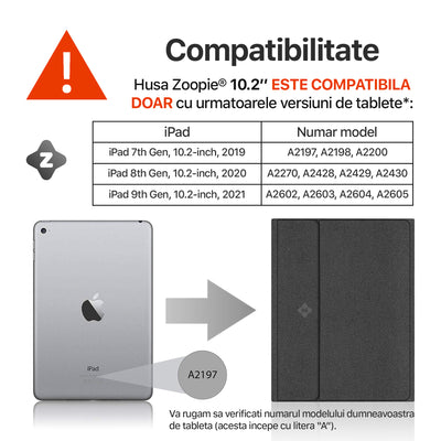 compatibilitate Husa cu Tastatura iPad Apple, Zoopie, pentru iPad 10.2" 7th Gen 2019 / 8th Gen 2020 / 9th Gen 2021
