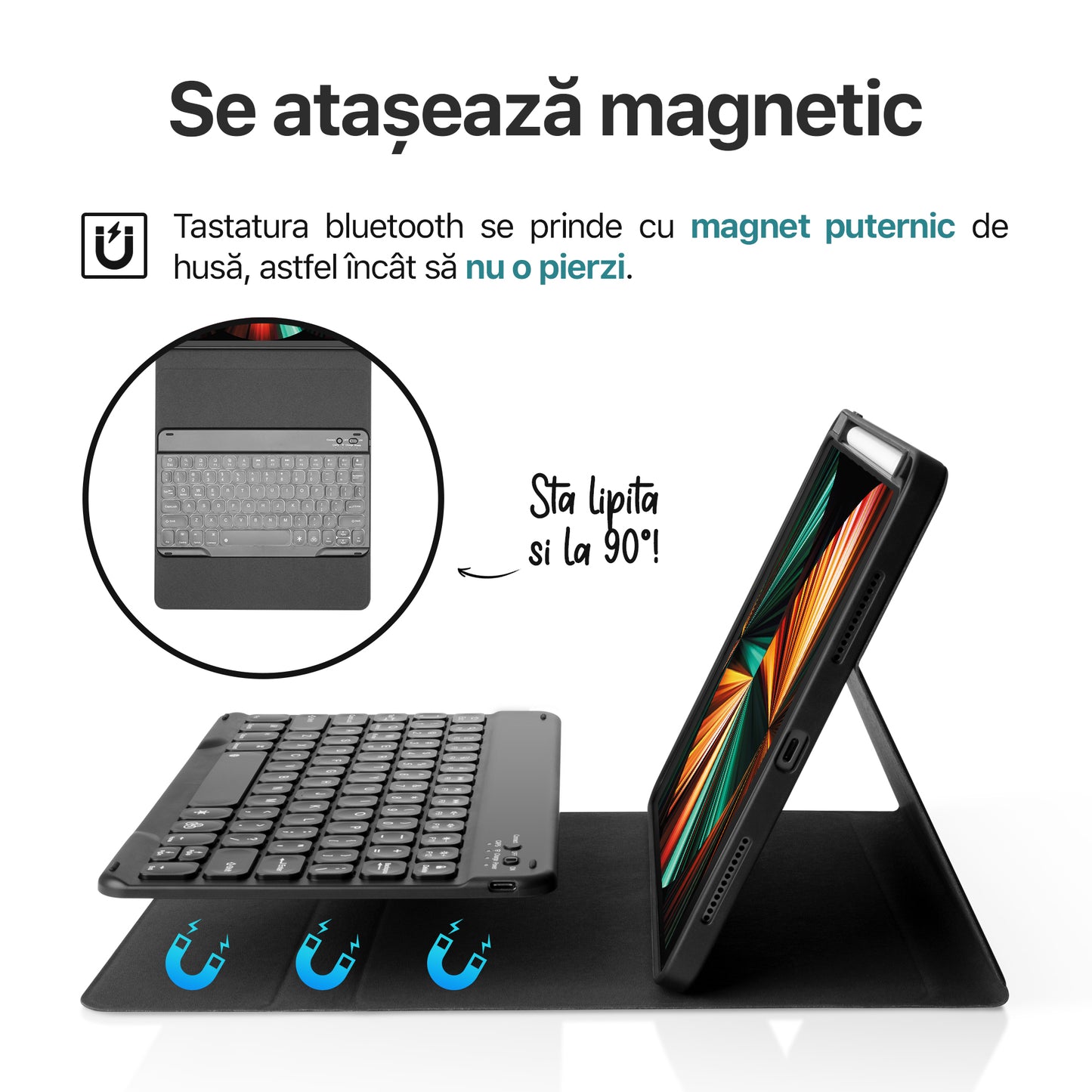 husa cu tastatura ipad cu prindere magnetica zoopie