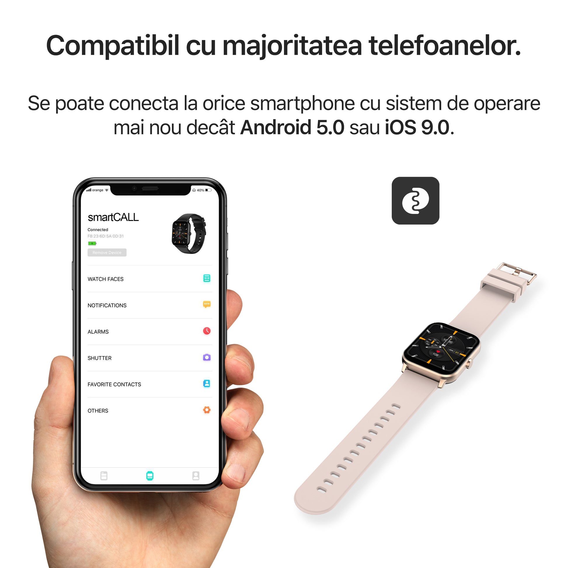 smartwatch bluetooth compatibil cu samsung xiaomi apple huawei motorola zoopie smartcall