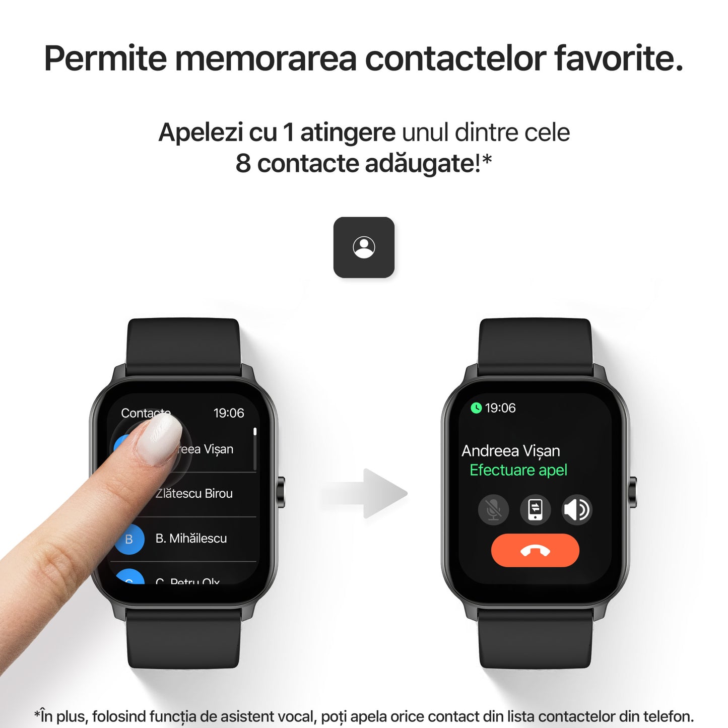 smartwatch ceas inteligent memorare contacte