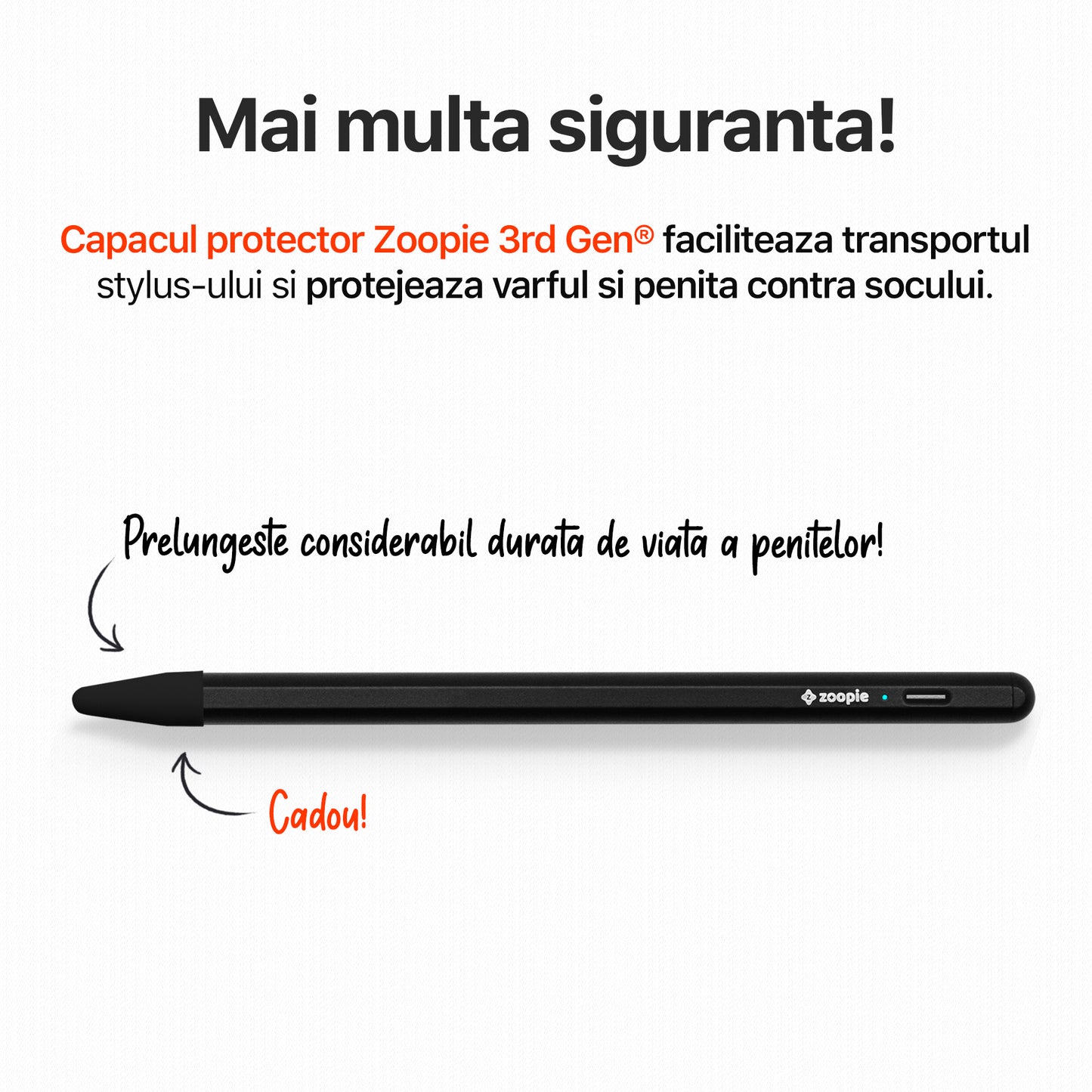 stylus pen apple cu capac inclus zoopie negru