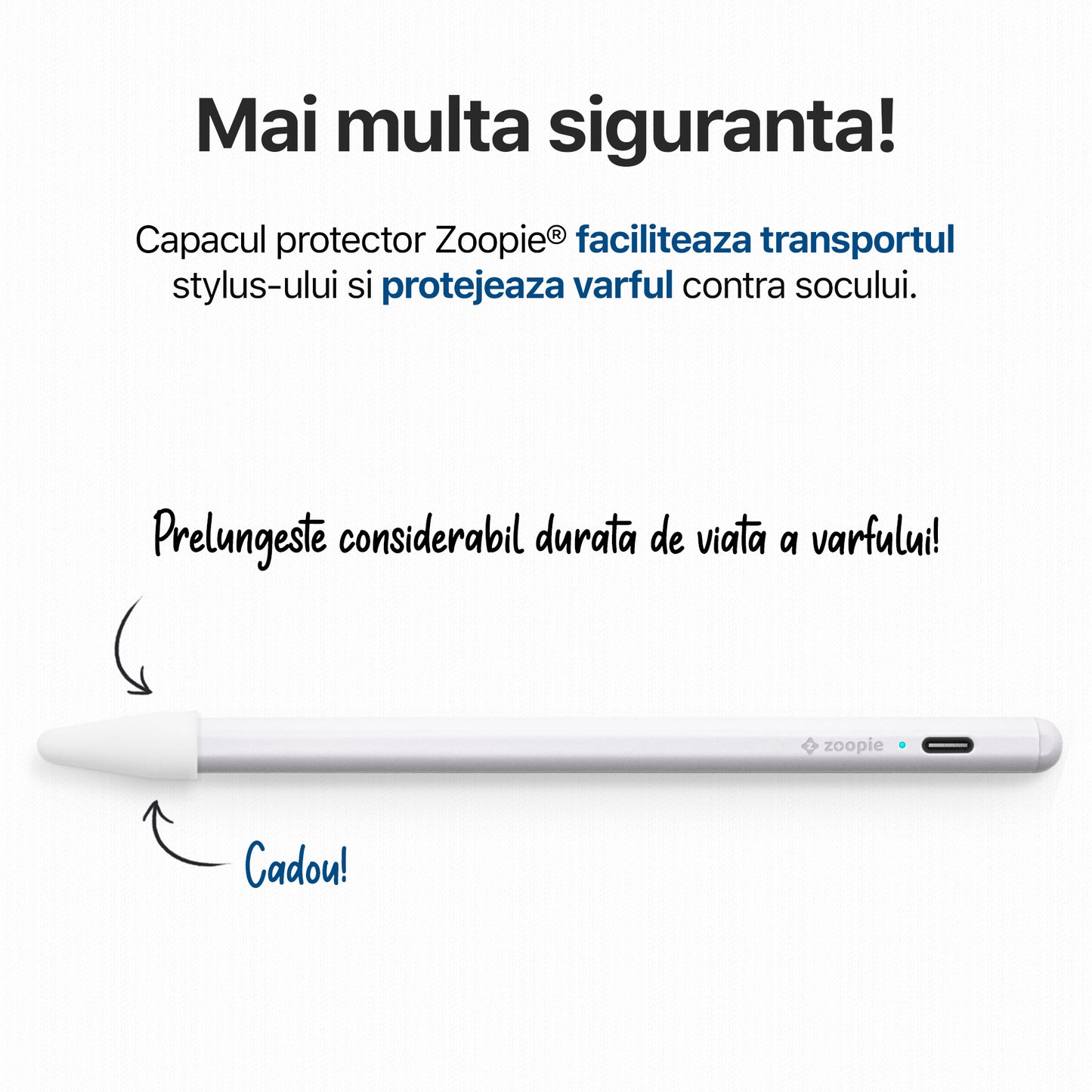 stylus pen telefon cu capac cadou zoopie alb