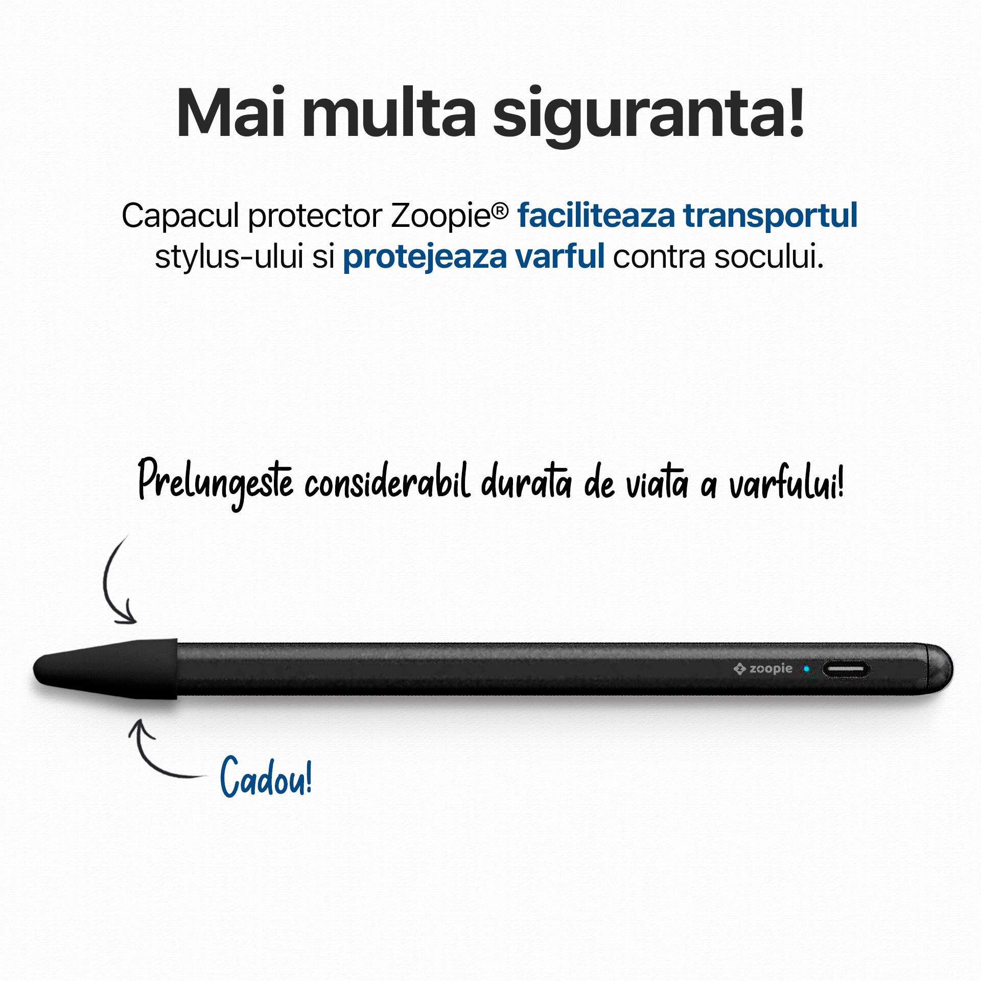 stylus pen telefon cu capac cadou zoopie negru
