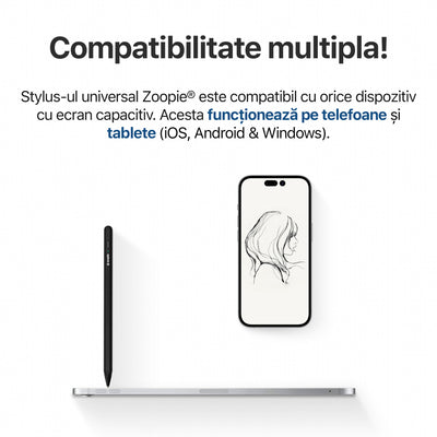 stylus universal compatibil samsung lenovo apple android telefon tableta touchscreen zoopie negru
